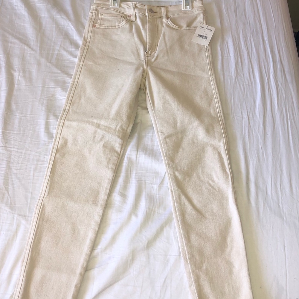Free People Raw Hem Denim skinny Jeans Tea